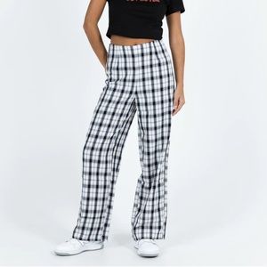 Princess Polly Euros Black & White High Rise Plaid Pants